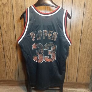 Scottie Pippen Black Jersey Champion Vintage 90s Chicago Bulls Faded Size 48